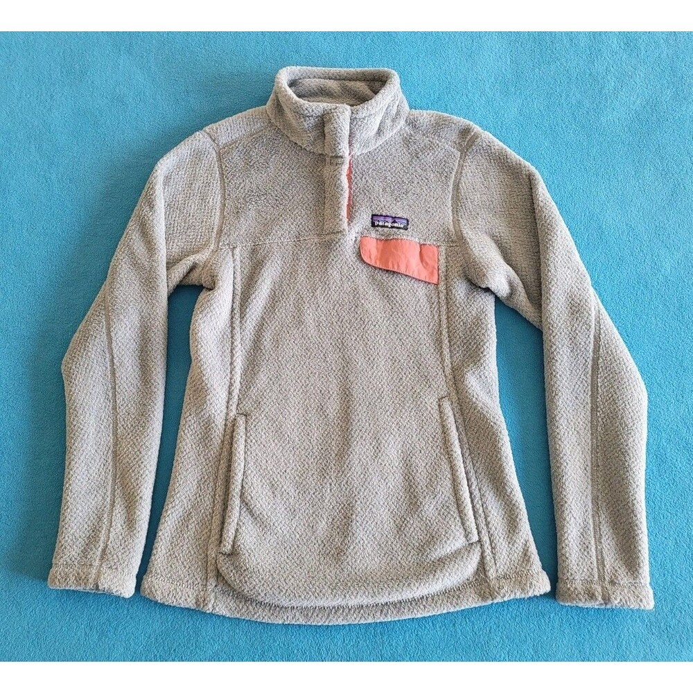 PATAGONIA Re-Tool Snap-T Fleece Pullover Women's Sz XS Gray Coral